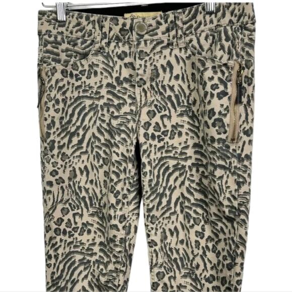 Democracy Ab Solution Zipper Moto Ankle‎ Length Skinny Jeans Leopard Size 4 - Picture 5 of 8